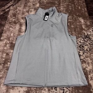 American Tall Performance Vest Mens Large Tall Gray Zip Casual Outdoor Hiking